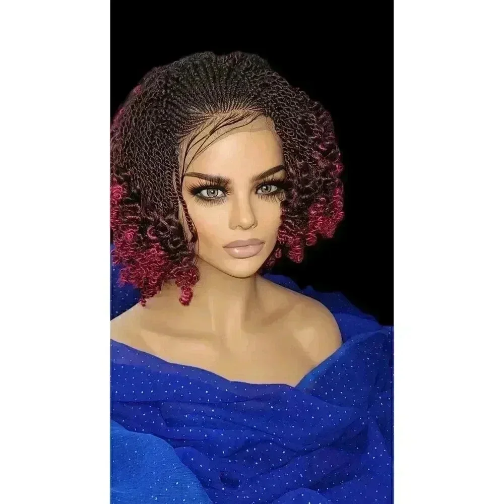 Braided Wig Handmade Micro Millions Braids, Short Kinky Twists, NWT, Ombre
